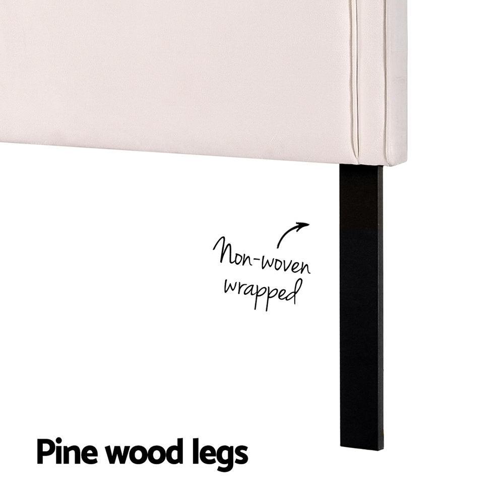 Headboards: Artiss Bed Frame Bed Head Headboard King Velvet IRIS Beige
