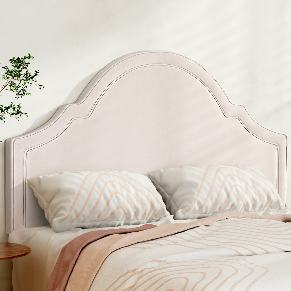 Headboards: Artiss Bed Frame Bed Head Headboard Queen Velvet IRIS Beige