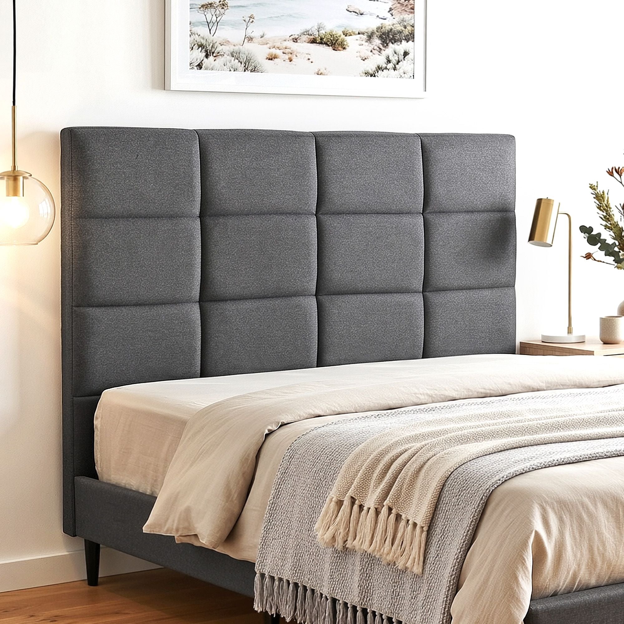 Artiss Bed Headboard Double Bedhead Linen Fabric Charcoal