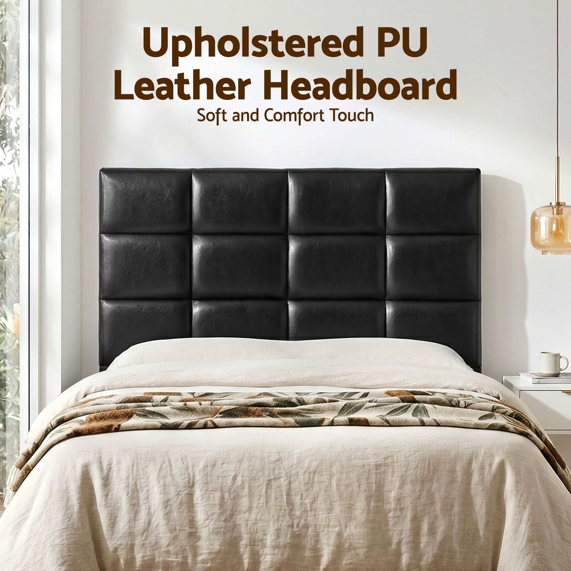 Artiss Bed Headboard Queen Bedhead PU Leather Black
