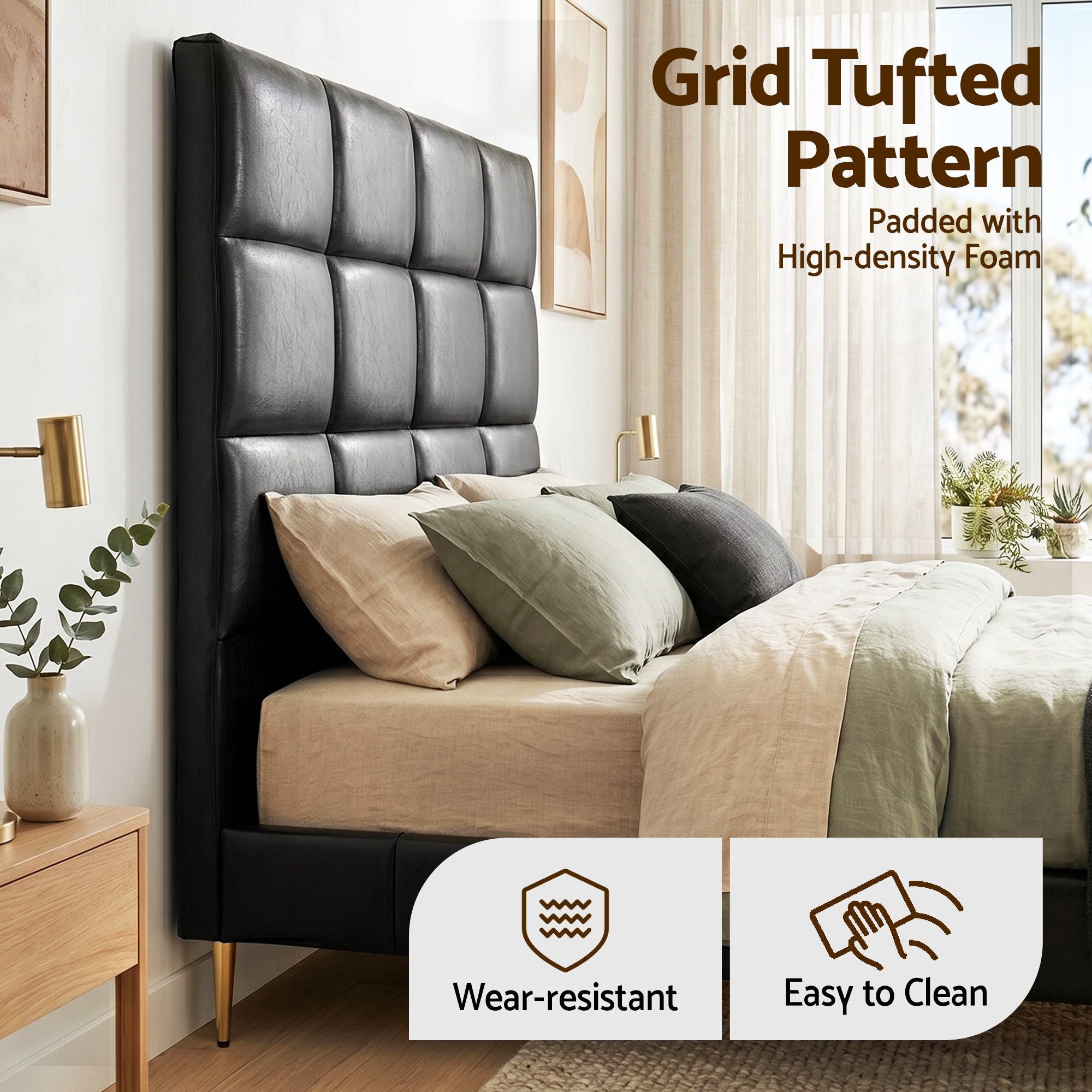 Artiss Bed Headboard Queen Bedhead PU Leather Black