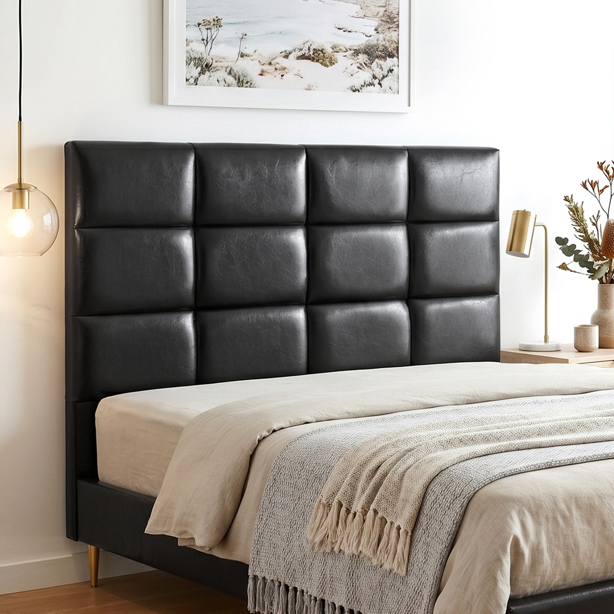 Artiss Bed Headboard Queen Bedhead PU Leather Black