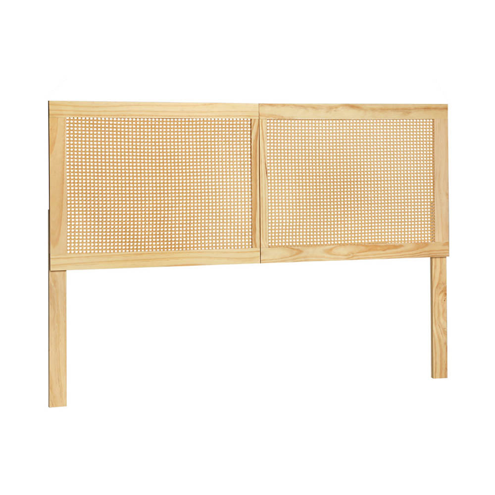 Beds & Bed Frames: Artiss Bed Head Headboard Double Rattan - RIBO Pine