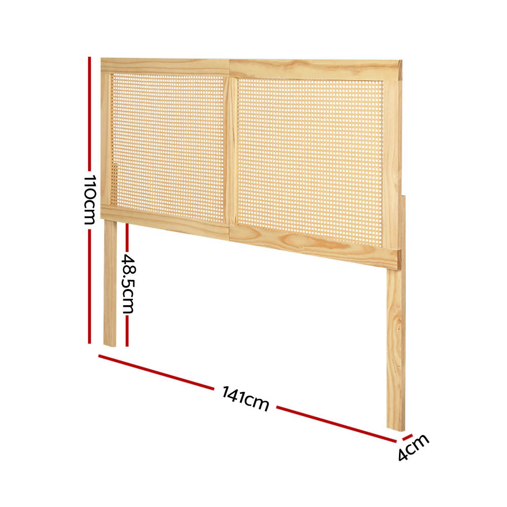 Beds & Bed Frames: Artiss Bed Head Headboard Double Rattan - RIBO Pine
