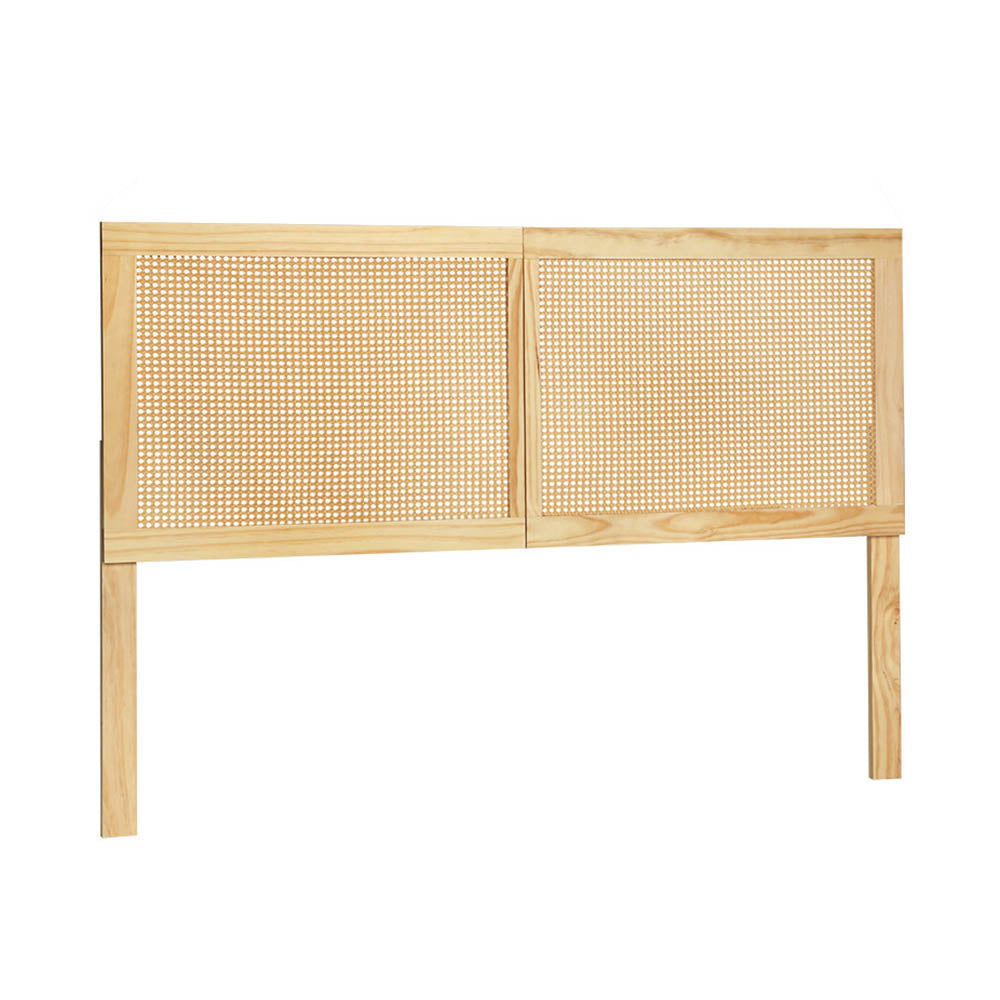 Beds & Bed Frames: Artiss Bed Head Headboard Queen Rattan - RIBO Pine