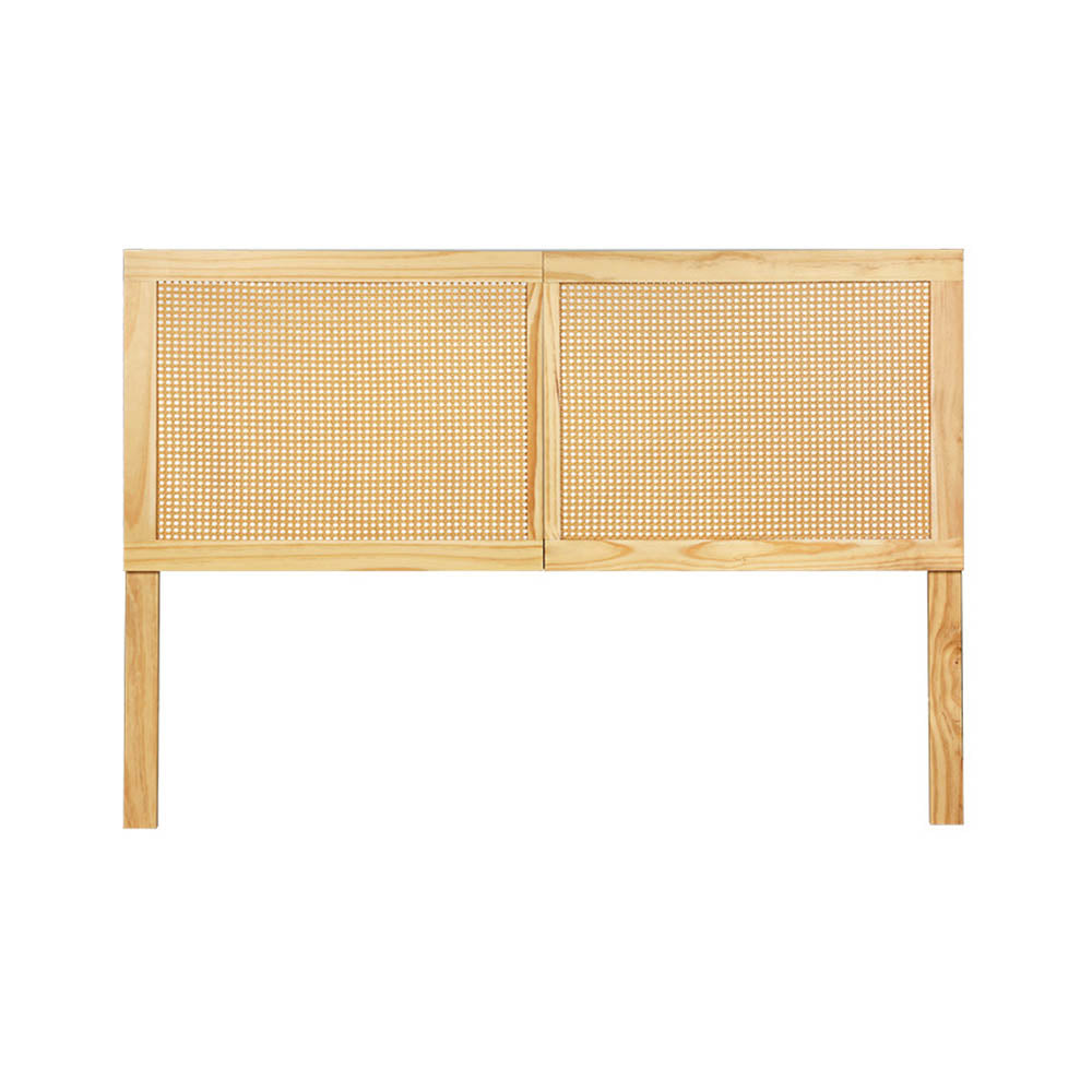 Beds & Bed Frames: Artiss Bed Head Headboard Queen Rattan - RIBO Pine