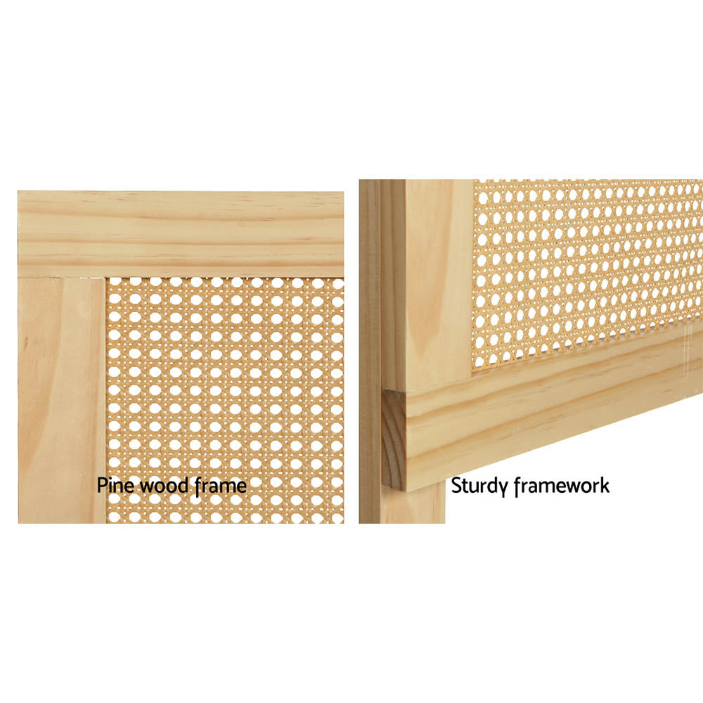 Beds & Bed Frames: Artiss Bed Head Headboard Queen Rattan - RIBO Pine