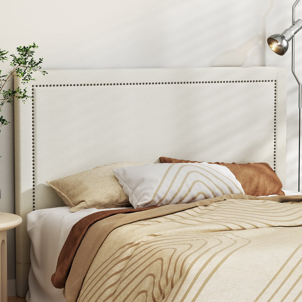 Headboards: Artiss Bed Frame Bed Head Headboard Queen Fabric - RIVE Beige