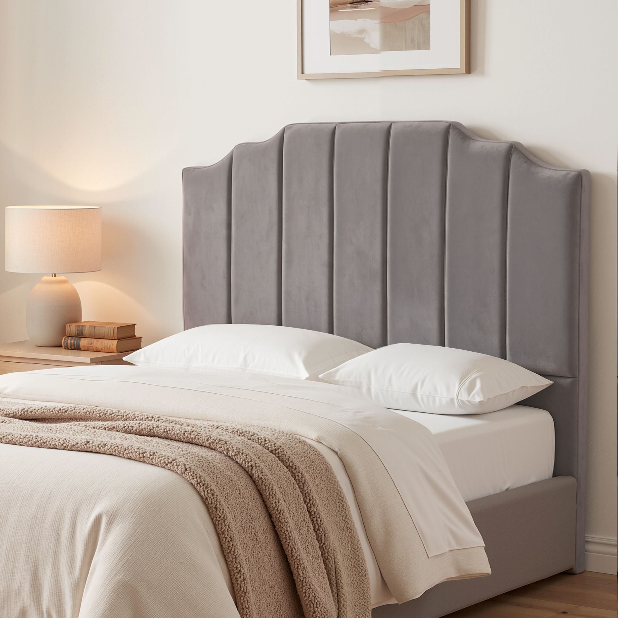 Artiss Bed Head Headboard Double Velvet 138CM - Grey