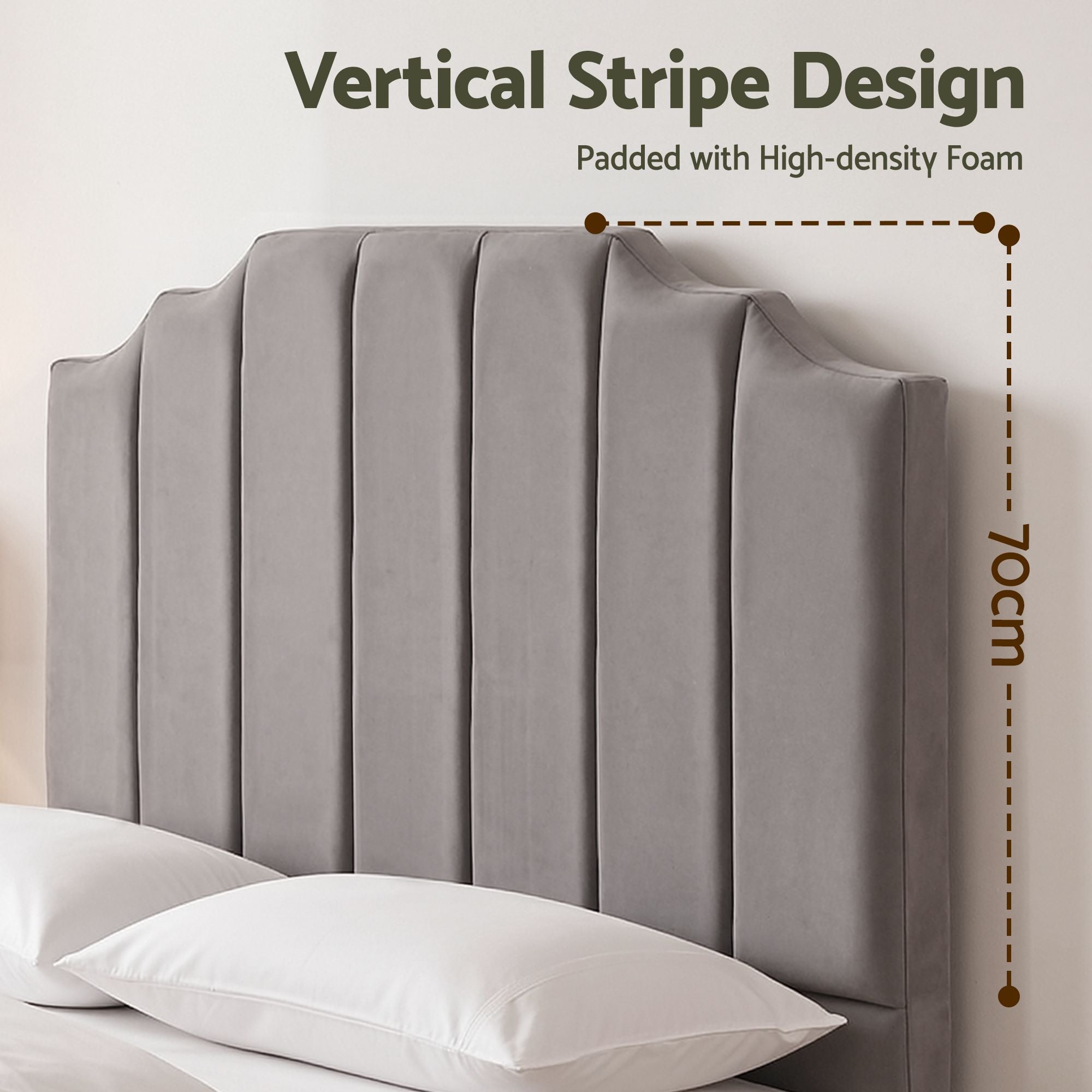 Artiss Bed Head Headboard Double Velvet 138CM - Grey