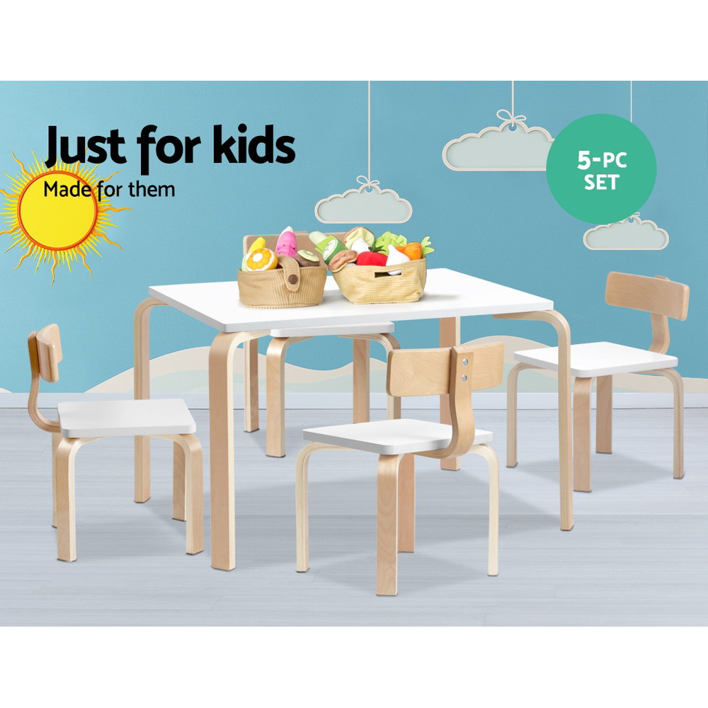 Pretend Play: Keezi 5PCS Kids Table and Chairs Set Activity Toy Play Desk