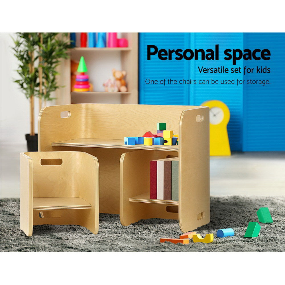 Kid's Tables, Chairs & Seats: Keezi 3PCS Kids Table and Chairs Set Multifunctional Storage Desk