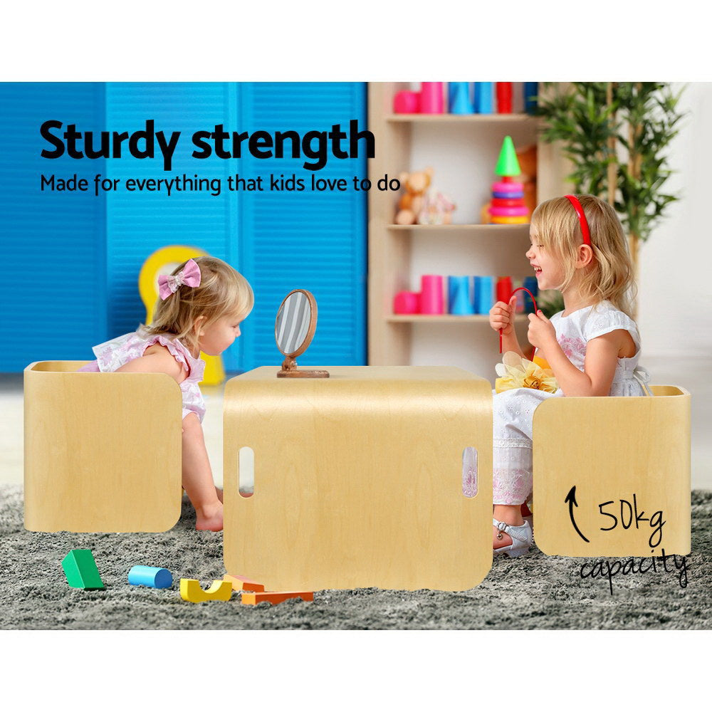 Kid's Tables, Chairs & Seats: Keezi 3PCS Kids Table and Chairs Set Multifunctional Storage Desk