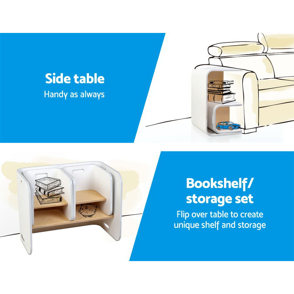 Outdoor Dining Sets: Keezi 3PCS Kids Table and Chairs Set Multifunctional Storage Desk White