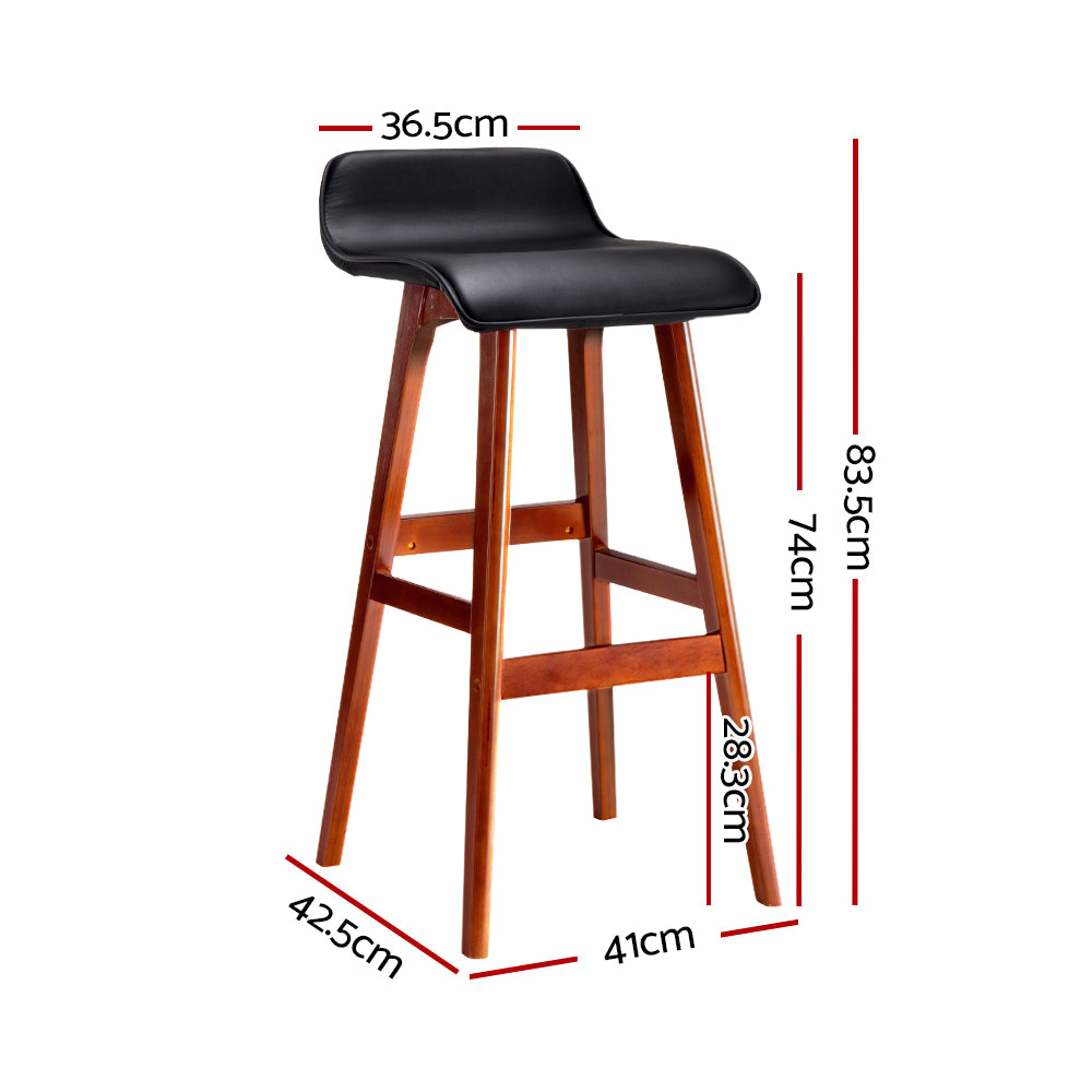 Table & Bar Stools: Artiss 2x Bar Stools Wooden Stool Black