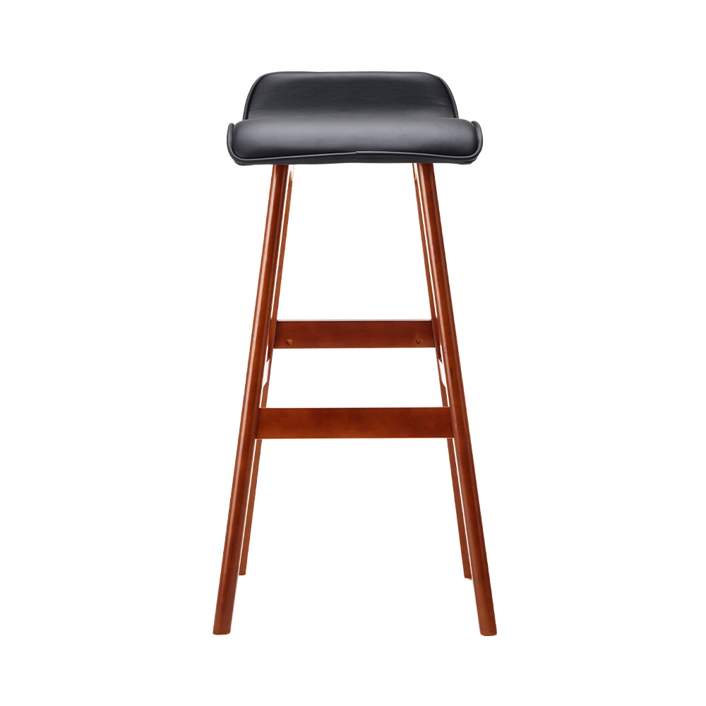 Table & Bar Stools: Artiss 2x Bar Stools Wooden Stool Black