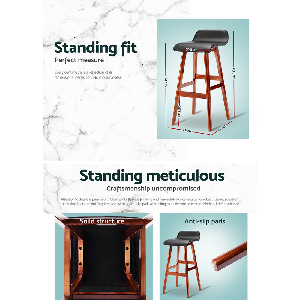 Table & Bar Stools: Artiss 2x Bar Stools Wooden Stool Black