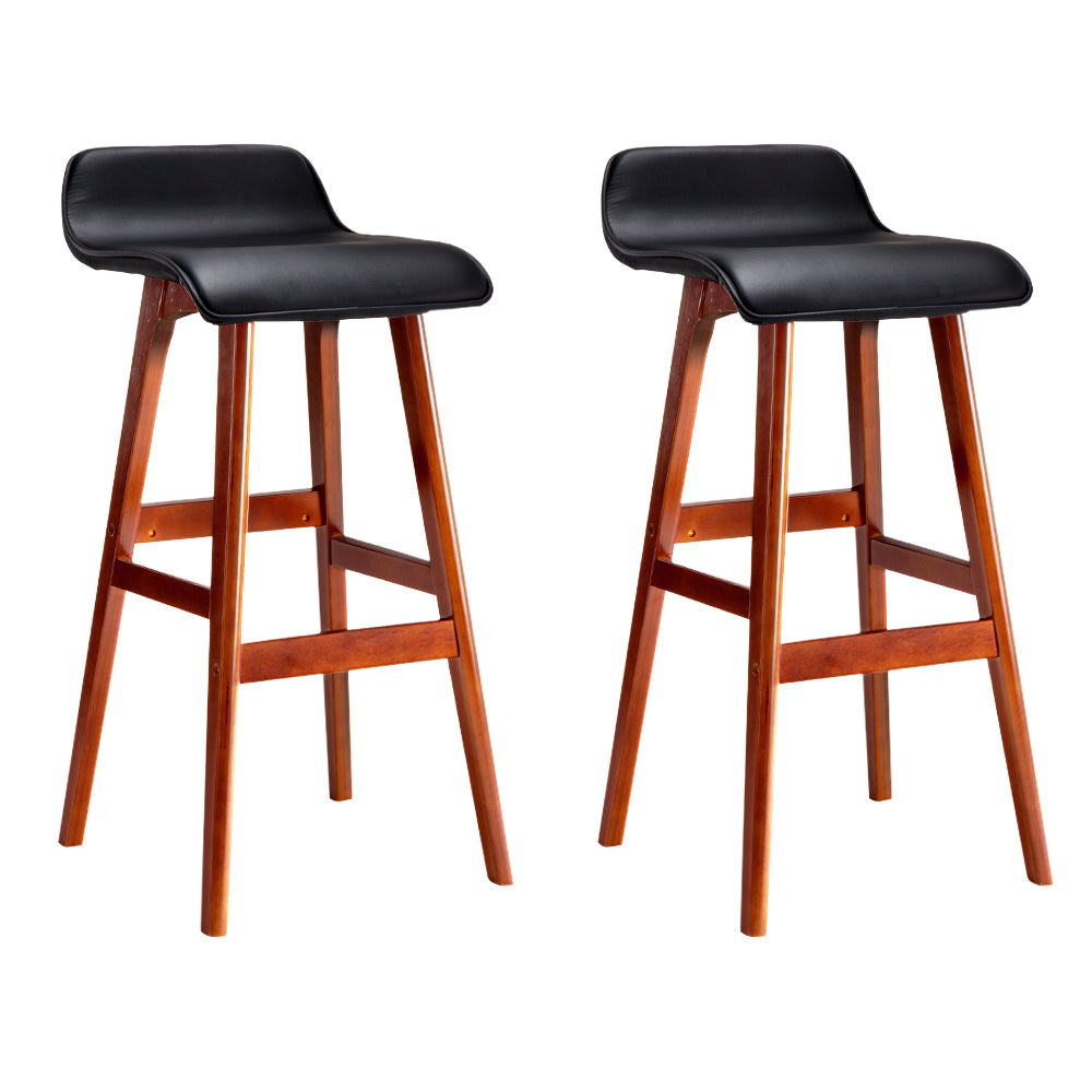 Table & Bar Stools: Artiss 2x Bar Stools Wooden Stool Black