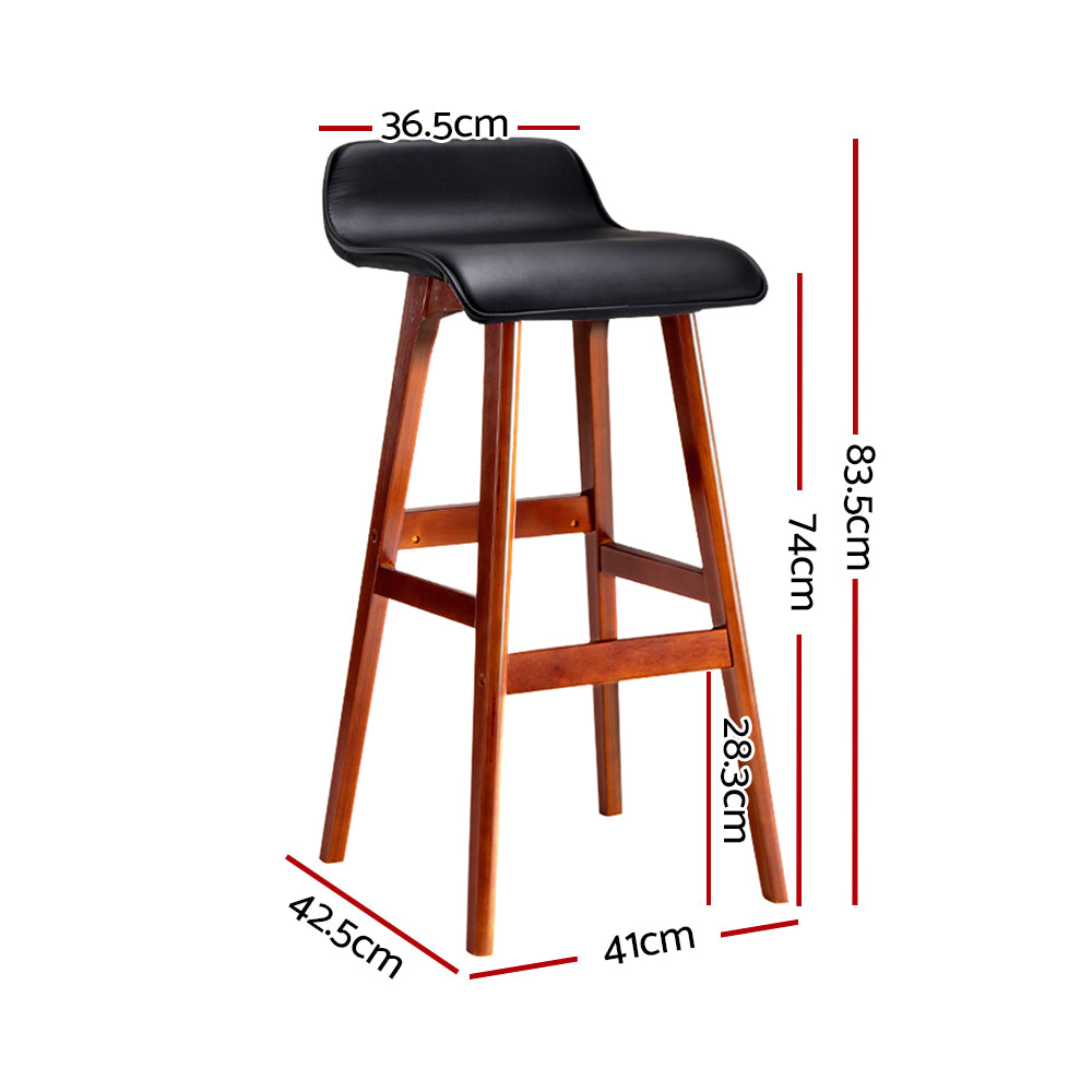 Table & Bar Stools: Artiss 4x Bar Stools Wooden Stool Black