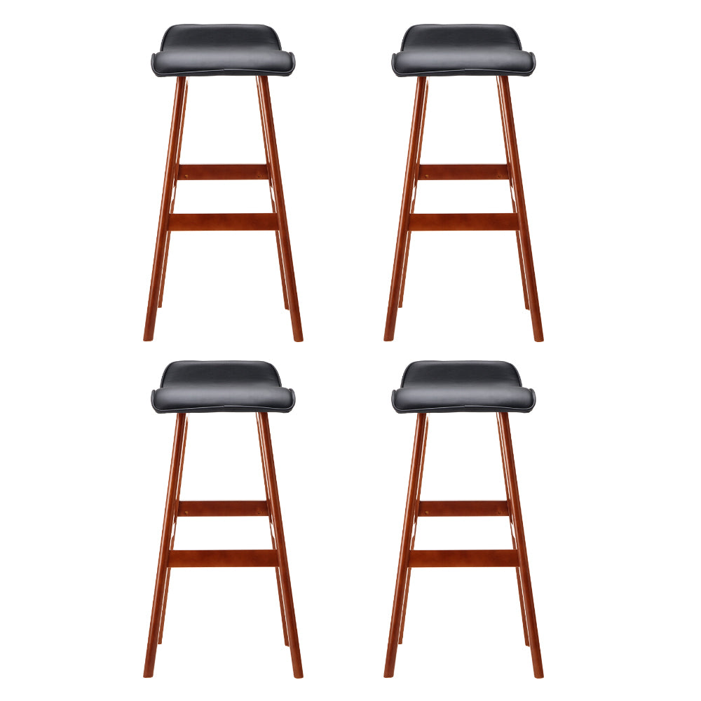 Table & Bar Stools: Artiss 4x Bar Stools Wooden Stool Black