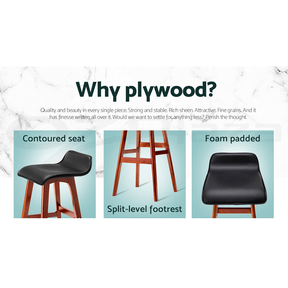 Table & Bar Stools: Artiss 4x Bar Stools Wooden Stool Black