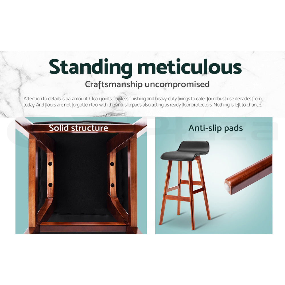 Table & Bar Stools: Artiss 4x Bar Stools Wooden Stool Black