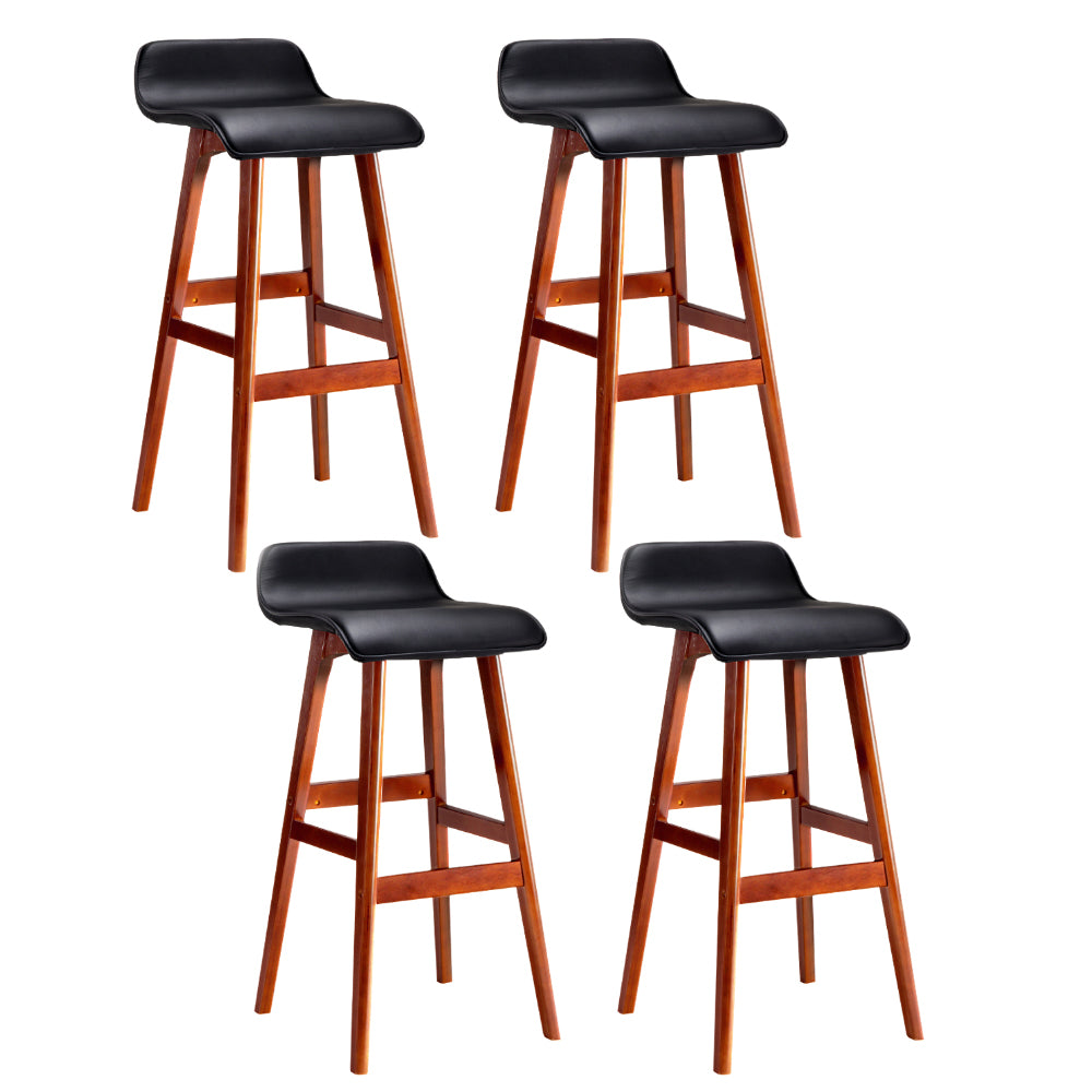 Table & Bar Stools: Artiss 4x Bar Stools Wooden Stool Black