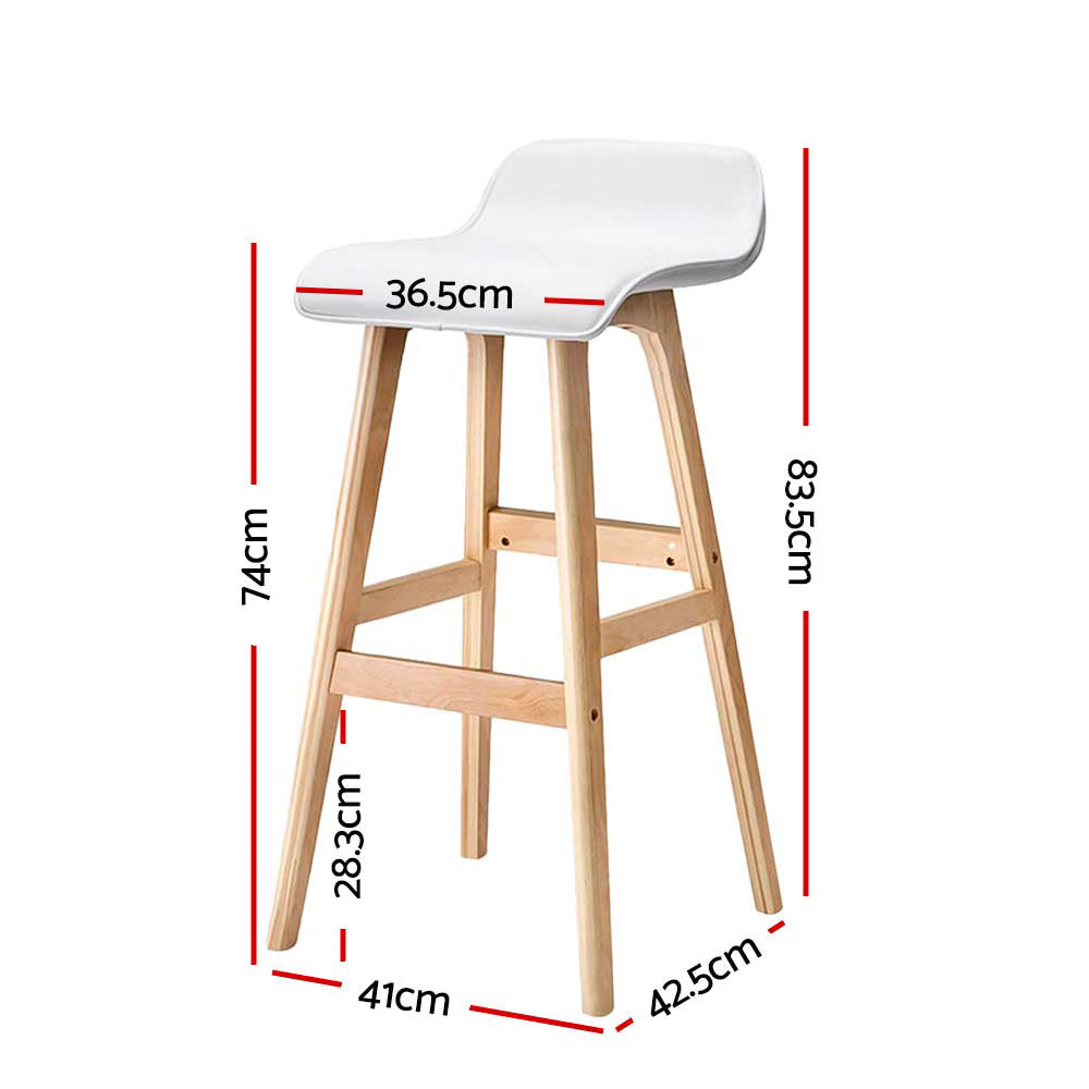 Table & Bar Stools: Artiss 2x Bar Stools Wooden Stool White