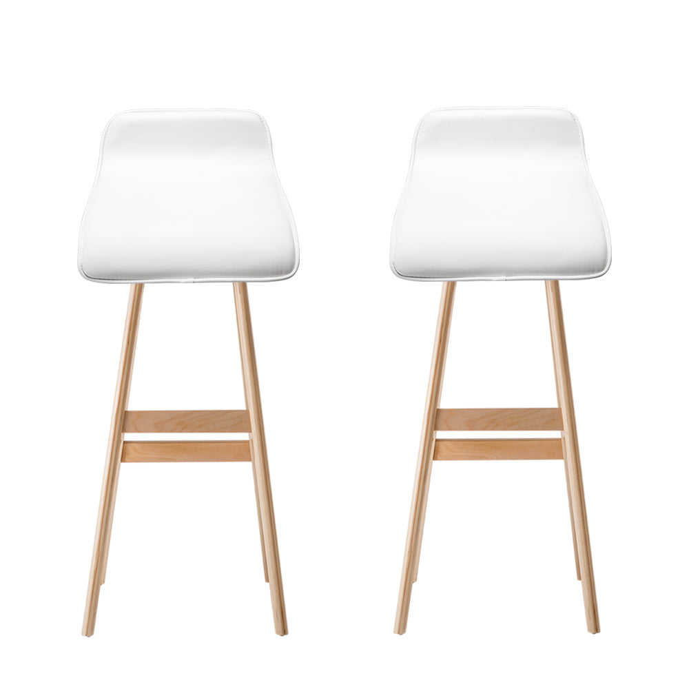 Table & Bar Stools: Artiss 2x Bar Stools Wooden Stool White