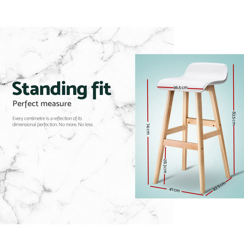 Table & Bar Stools: Artiss 2x Bar Stools Wooden Stool White