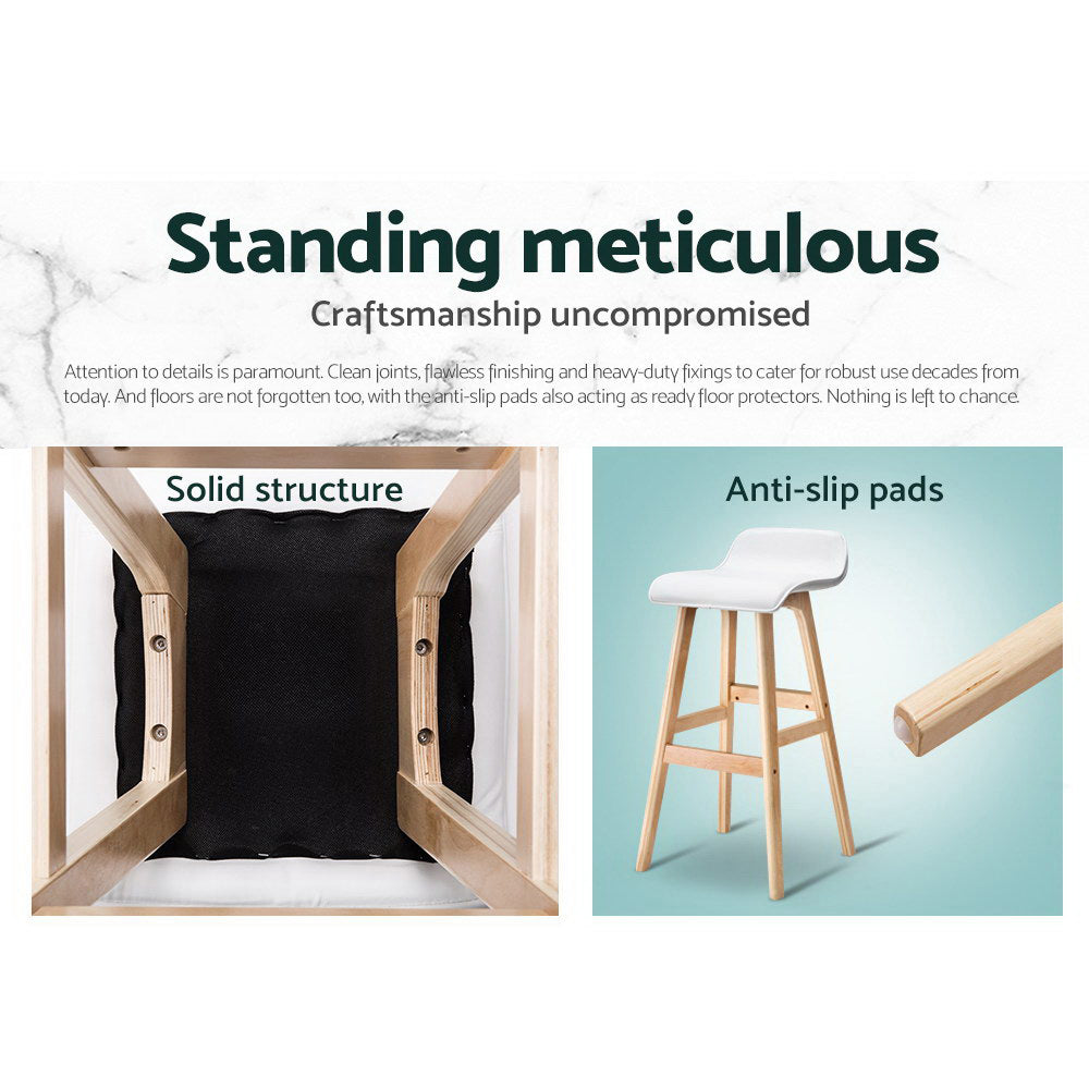 Table & Bar Stools: Artiss 2x Bar Stools Wooden Stool White