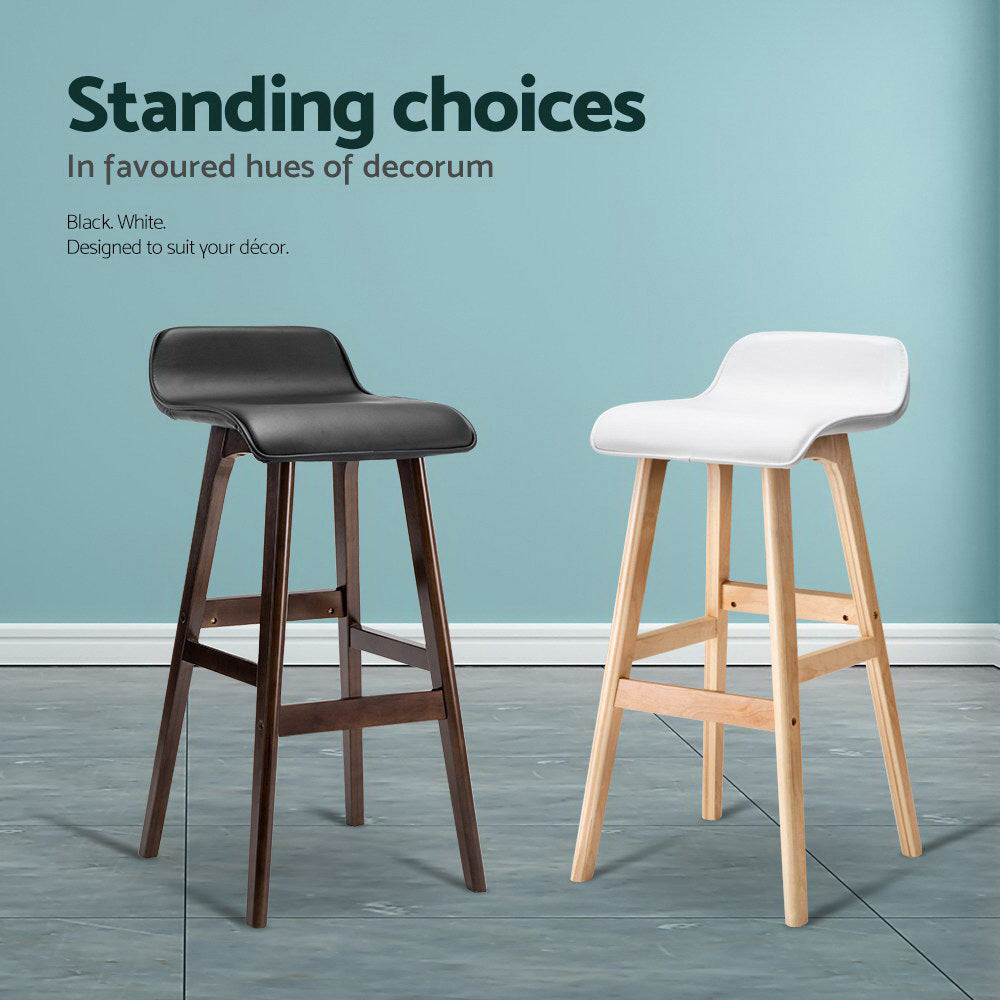 Table & Bar Stools: Artiss 2x Bar Stools Wooden Stool White