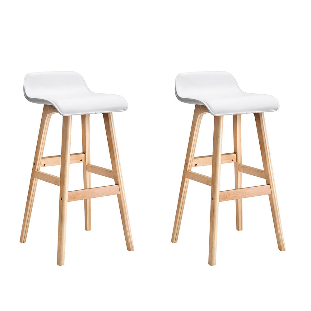 Table & Bar Stools: Artiss 2x Bar Stools Wooden Stool White
