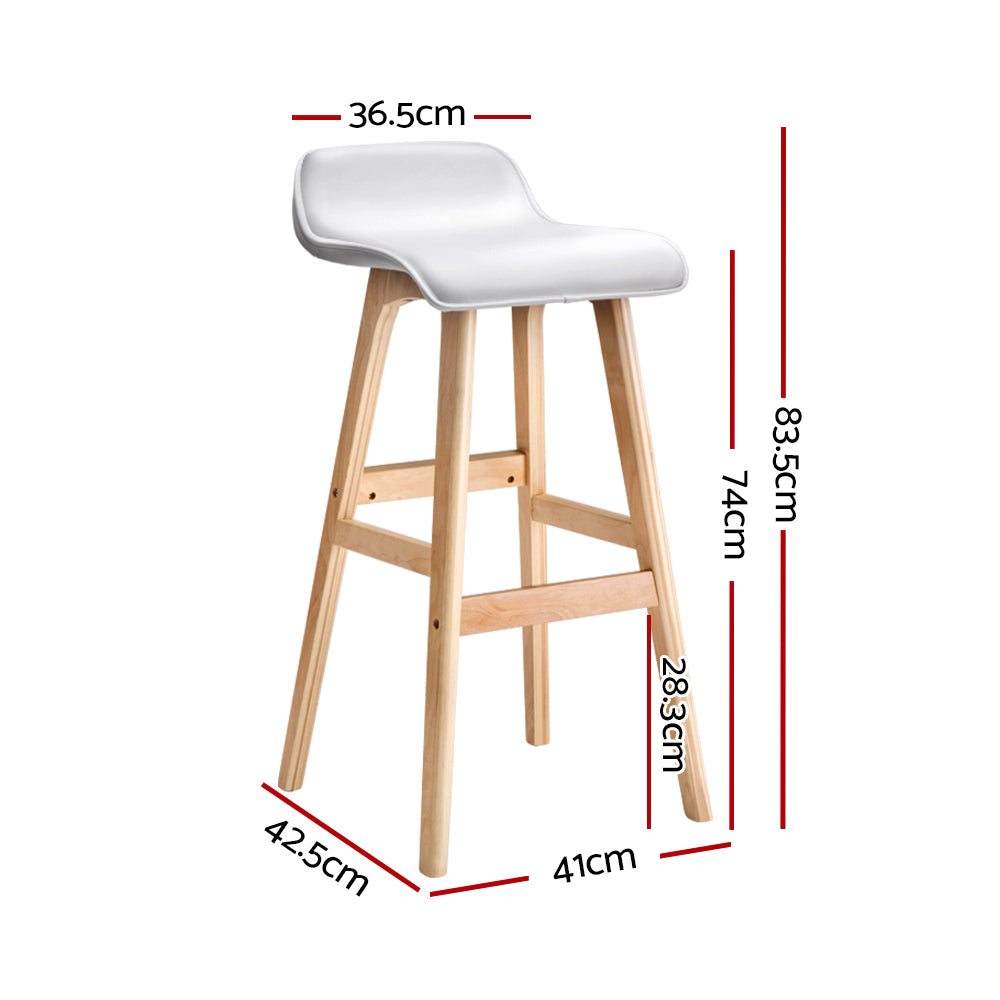 Table & Bar Stools: Artiss 4x Bar Stools Wooden Stool White