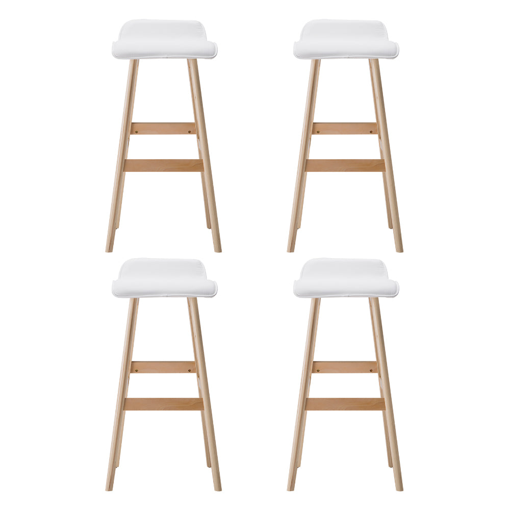 Table & Bar Stools: Artiss 4x Bar Stools Wooden Stool White