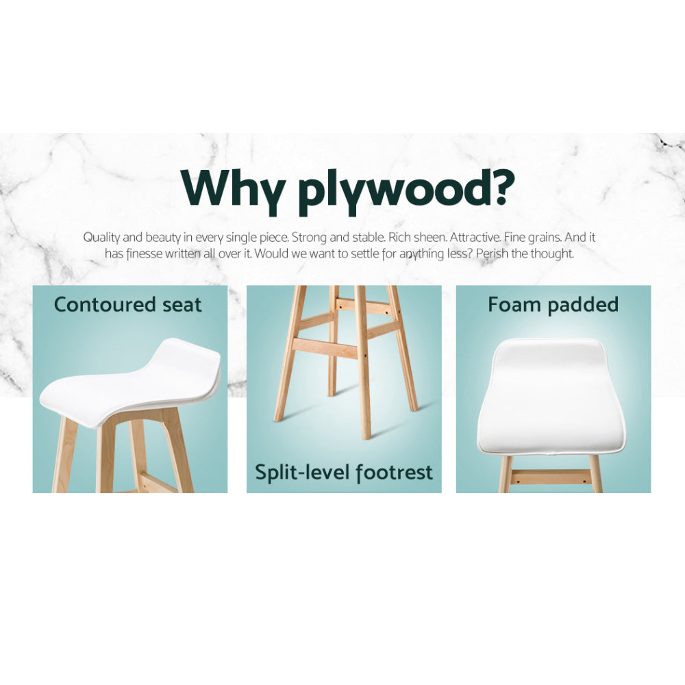 Table & Bar Stools: Artiss 4x Bar Stools Wooden Stool White