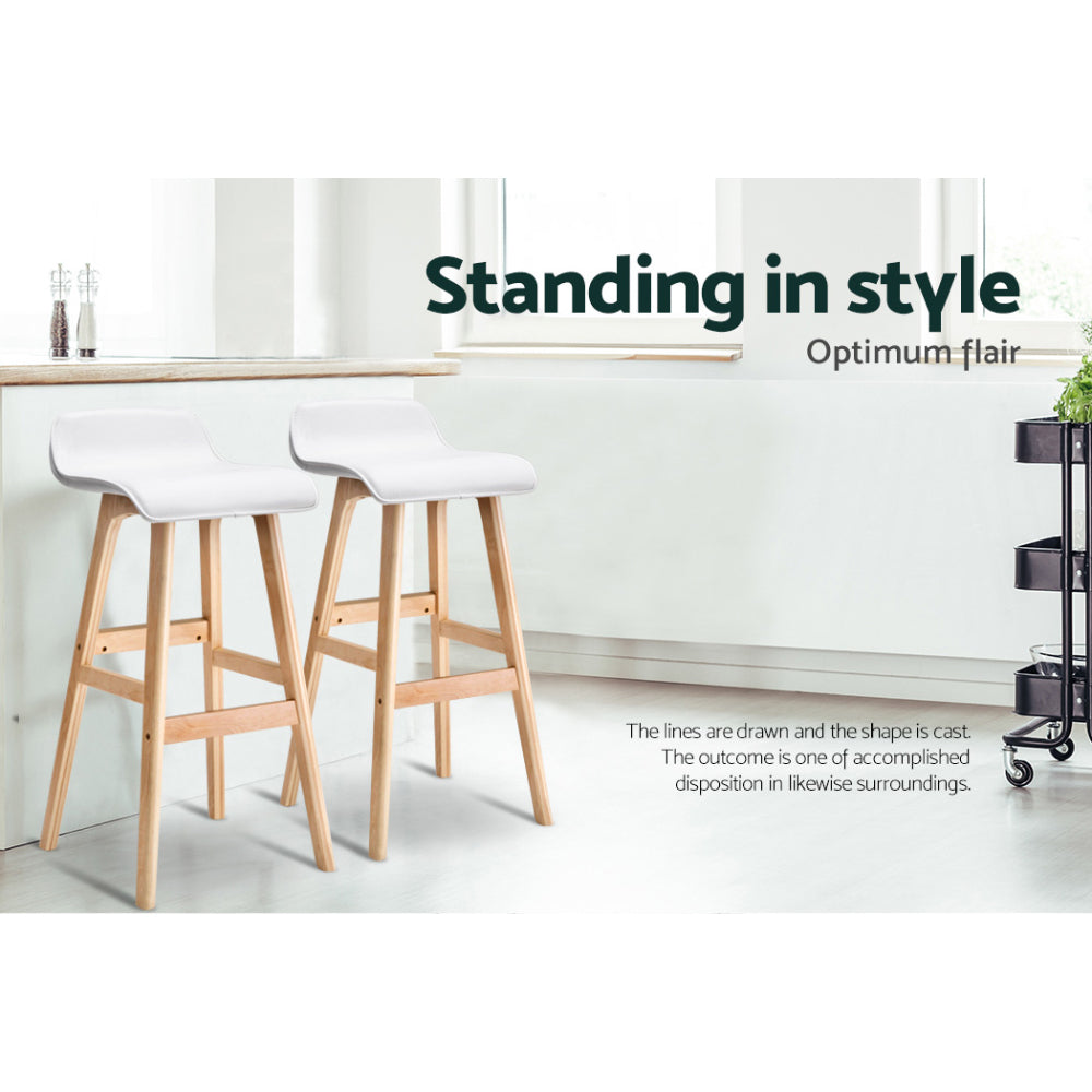 Table & Bar Stools: Artiss 4x Bar Stools Wooden Stool White