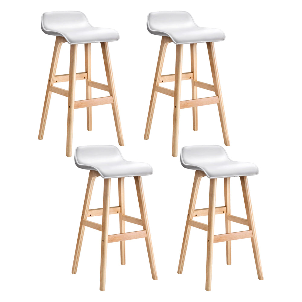 Table & Bar Stools: Artiss 4x Bar Stools Wooden Stool White