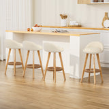 Table & Bar Stools: Artiss 4x Bar Stools Padded Leather Wooden Beige