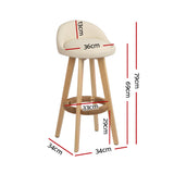 Table & Bar Stools: Artiss 4x Bar Stools Padded Leather Wooden Beige