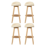 Table & Bar Stools: Artiss 4x Bar Stools Padded Leather Wooden Beige