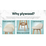 Table & Bar Stools: Artiss 4x Bar Stools Padded Leather Wooden Beige