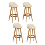 Table & Bar Stools: Artiss 4x Bar Stools Padded Leather Wooden Beige
