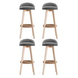 Table & Bar Stools: Artiss 4x Bar Stools Padded Linen Wooden Grey