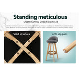 Table & Bar Stools: Artiss 4x Bar Stools Padded Linen Wooden Grey