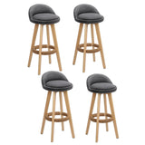Table & Bar Stools: Artiss 4x Bar Stools Padded Linen Wooden Grey