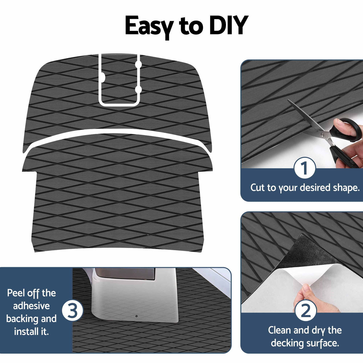Seamanship EVA Foam Boat Flooring Deck Mat 240x90cm 6mm Diamond Dark Grey