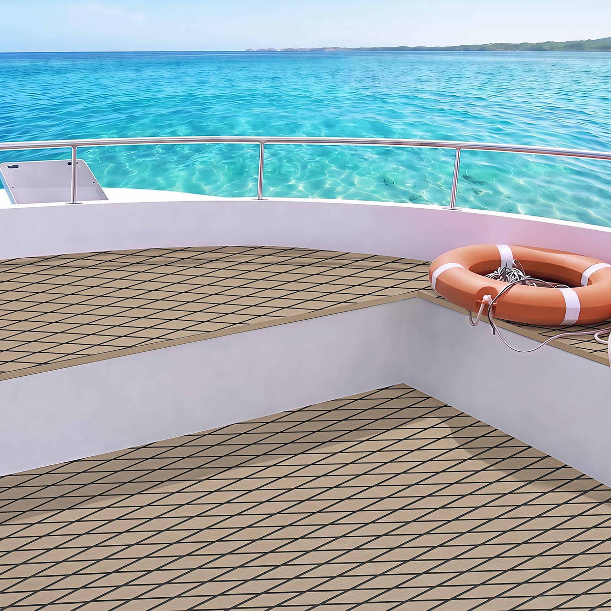 Seamanship EVA Foam Boat Flooring Decking Mat 240x90cm 6mm Diamond Taupe