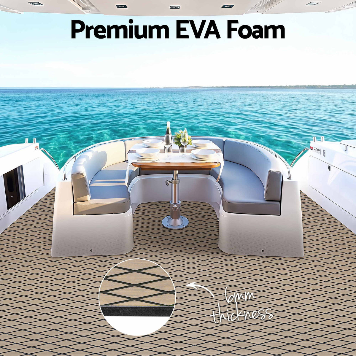Seamanship EVA Foam Boat Flooring Decking Mat 240x90cm 6mm Diamond Taupe