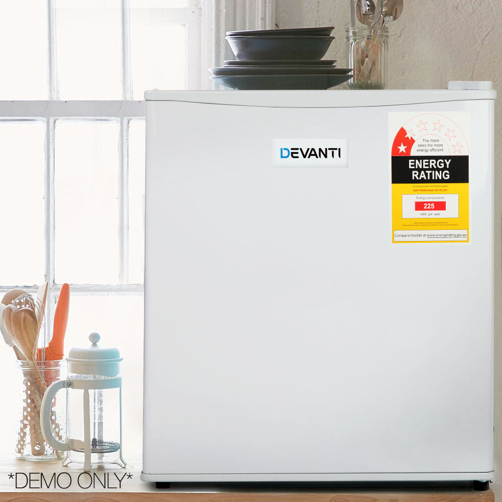 Fridges: Devanti 70L Portable Mini Bar Fridge - White